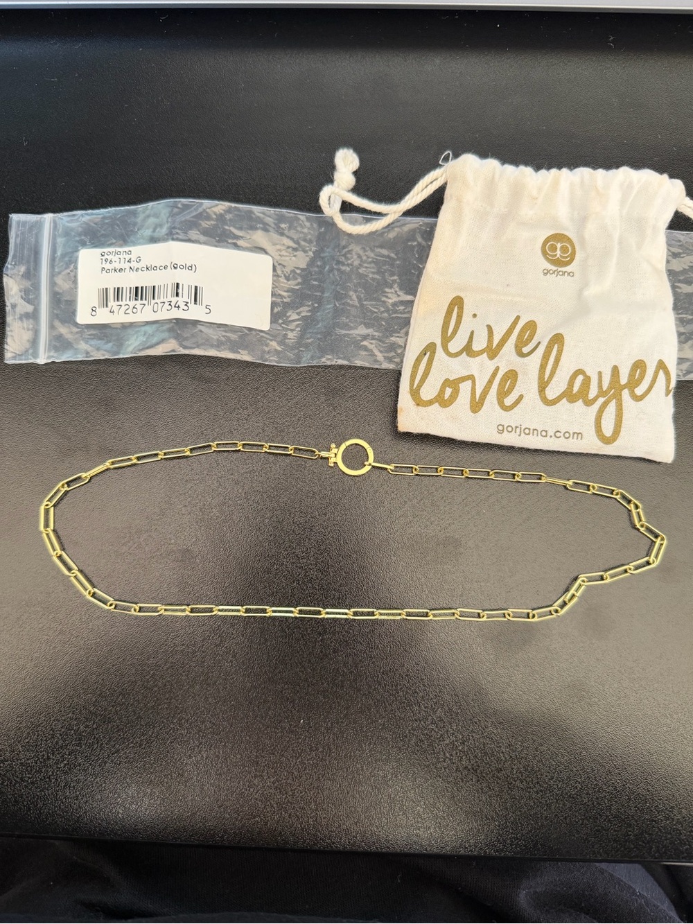 Gorjana Gold Paperclip Link Necklace with Round Clasp